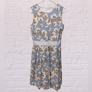 Yargici light blue tan floral sleeveless short dress sz small cottage core